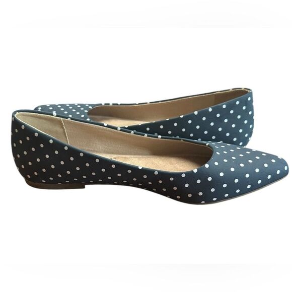 Serra Memory Foam Women's Slip On Flat Shoes Navy & White Polka Dots Size 9 - Picture 3 of 8
